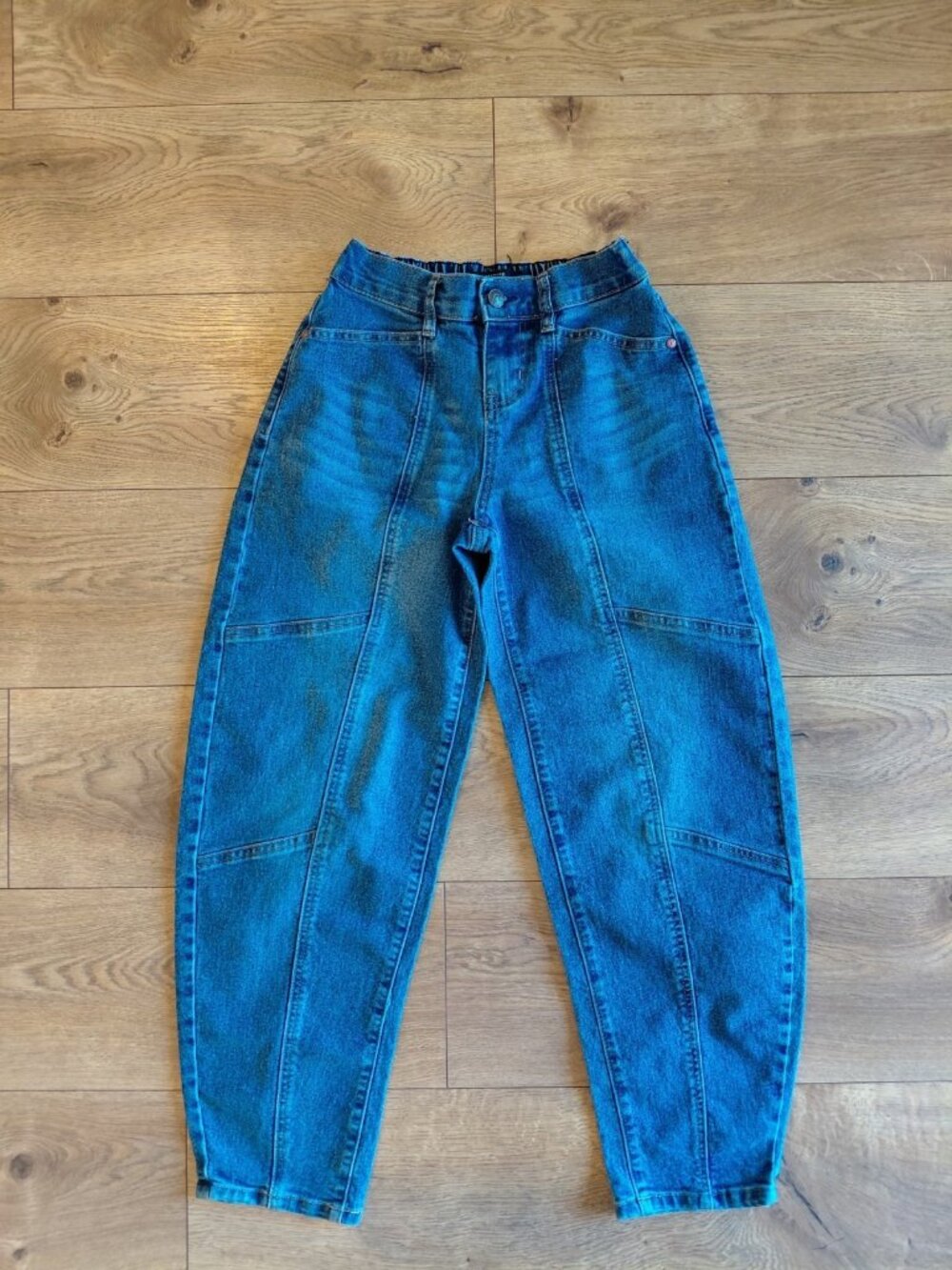 Madden NYC Barrel Jeans XXS Mid-Rise Medium Wash Blue